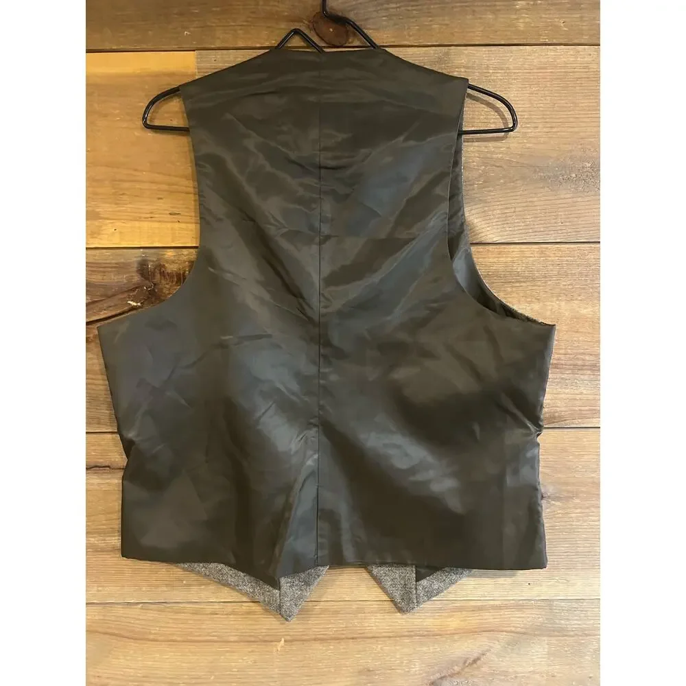 NWT U.S. Polo Assn. Men's M Brown Wool Suit Vest V-Neck‎ Button Up